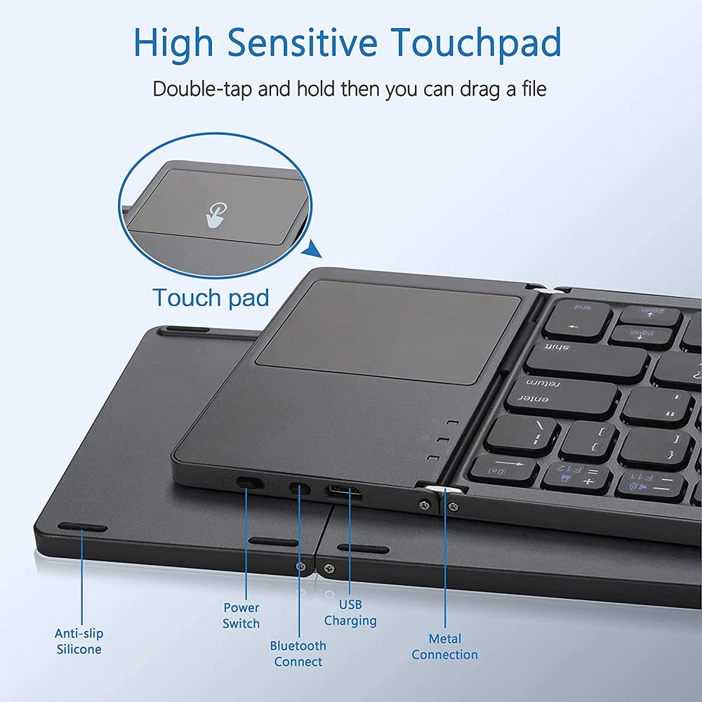 Foldable Bluetooth Touchpad Keyboard