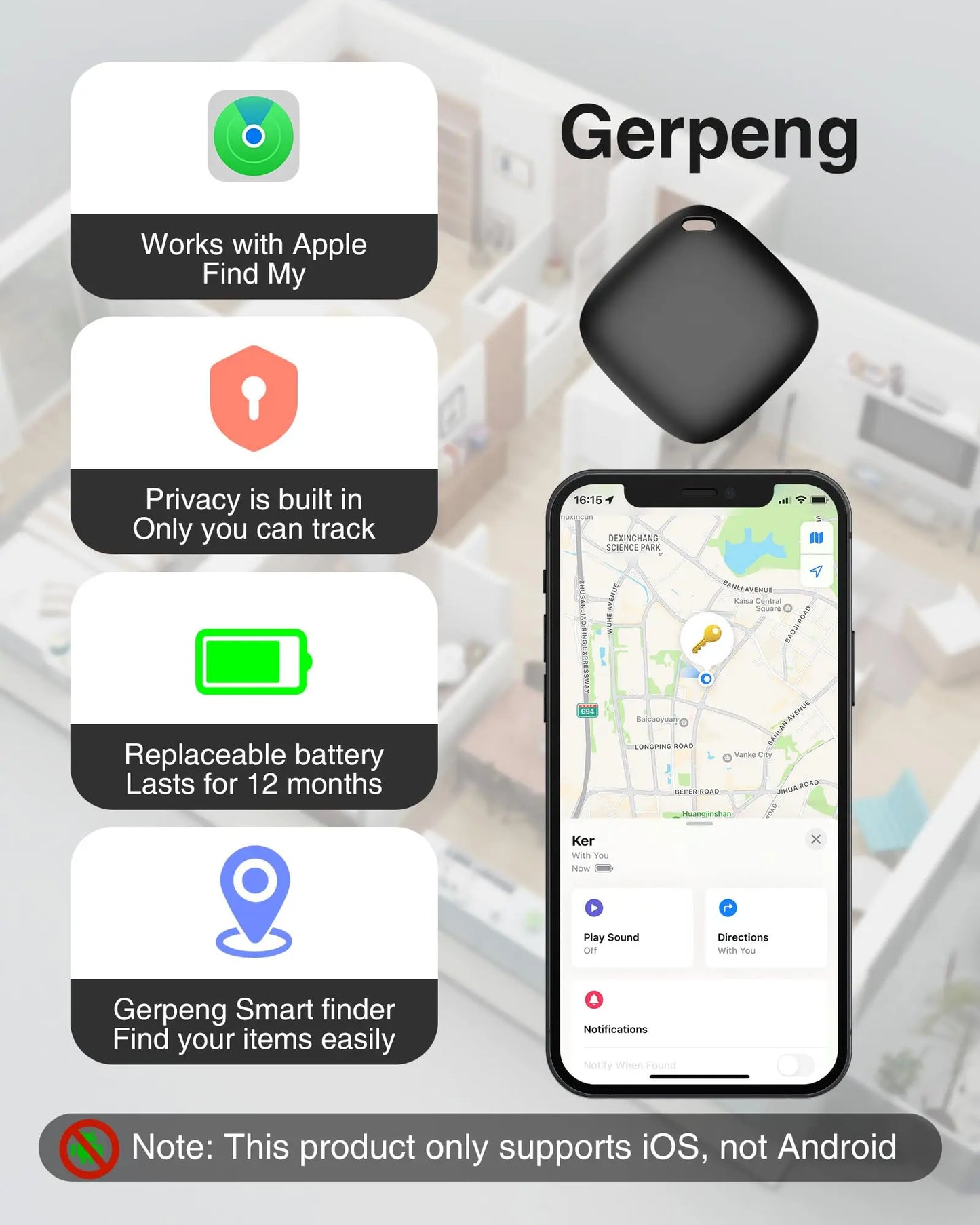 Smart Bluetooth Tracker Anti Lost Finder for Keys Wallet Phone & Pets